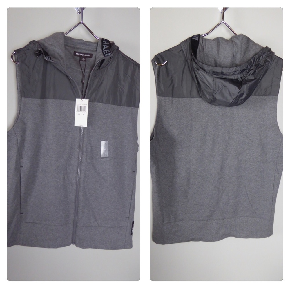 Michael Kors Cotton Hooded Vest w/ Nylon Trim NWT